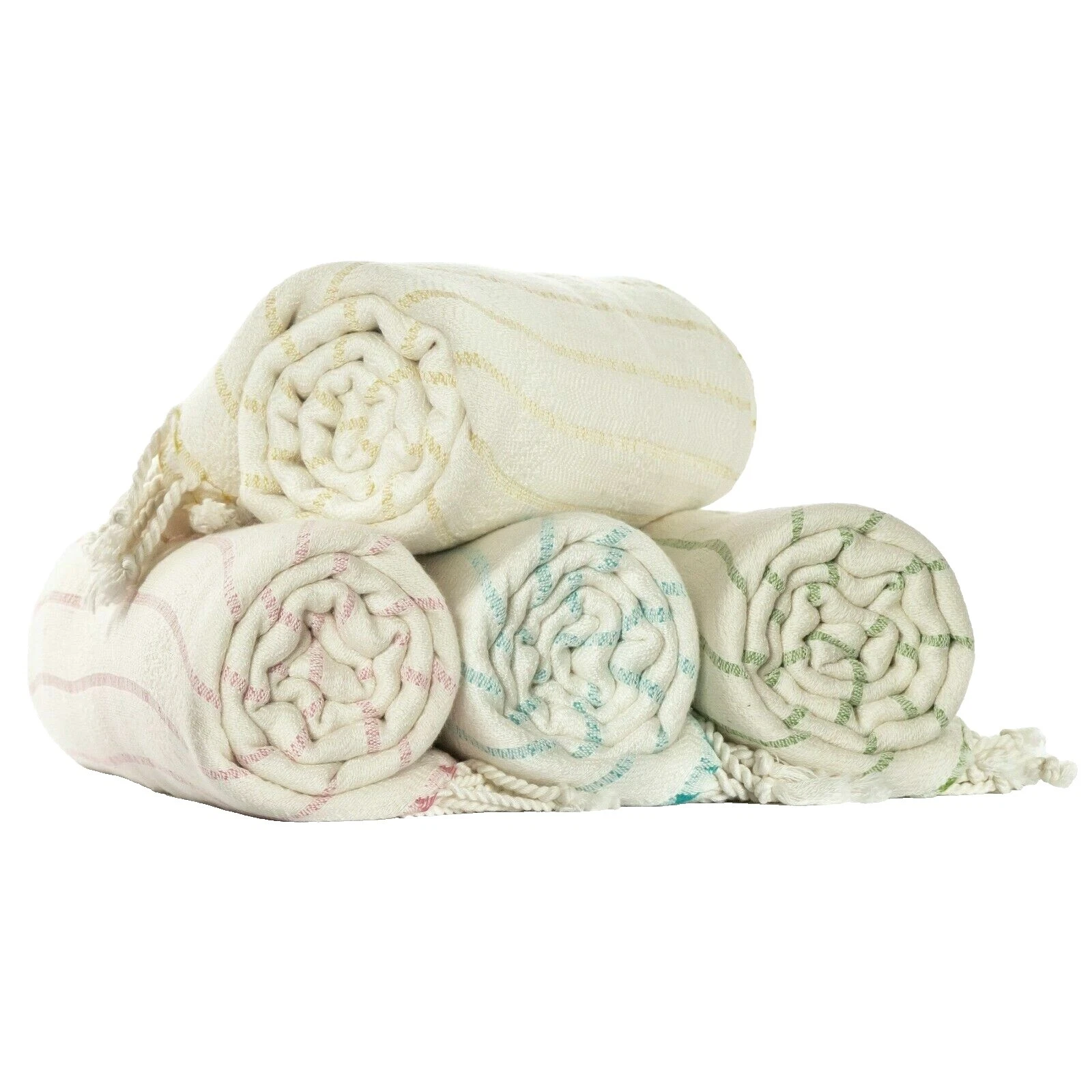 Бамбуковые полосатые банные полотенца и мочалки