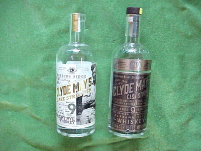 Lot of 2 Clyde May Cask Strength Alabama Whiskey & Rye Empty Bottles 750 ml 9 yr