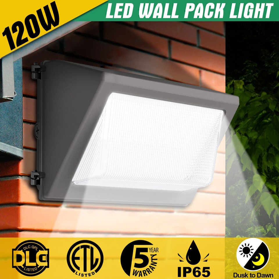 2Pack120W LED Wall Pack Light Dusk to Dawn Commercial Industrial