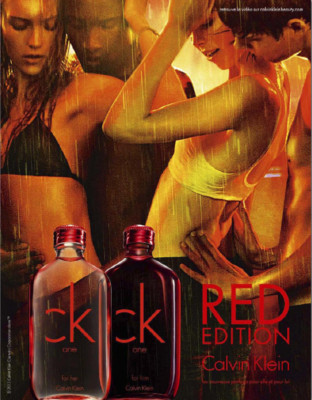 CALVIN KLEIN PUB AD PARFUM 'CK ONE RED EDITION' JOURDAN DUNN FASHION MODE 1 SEITE