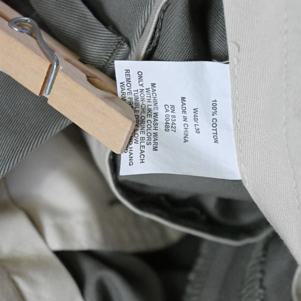 Pantalones de vestir plisados de algodón platino verde Enro 40 x 30 para hombre Foto 4 de 4