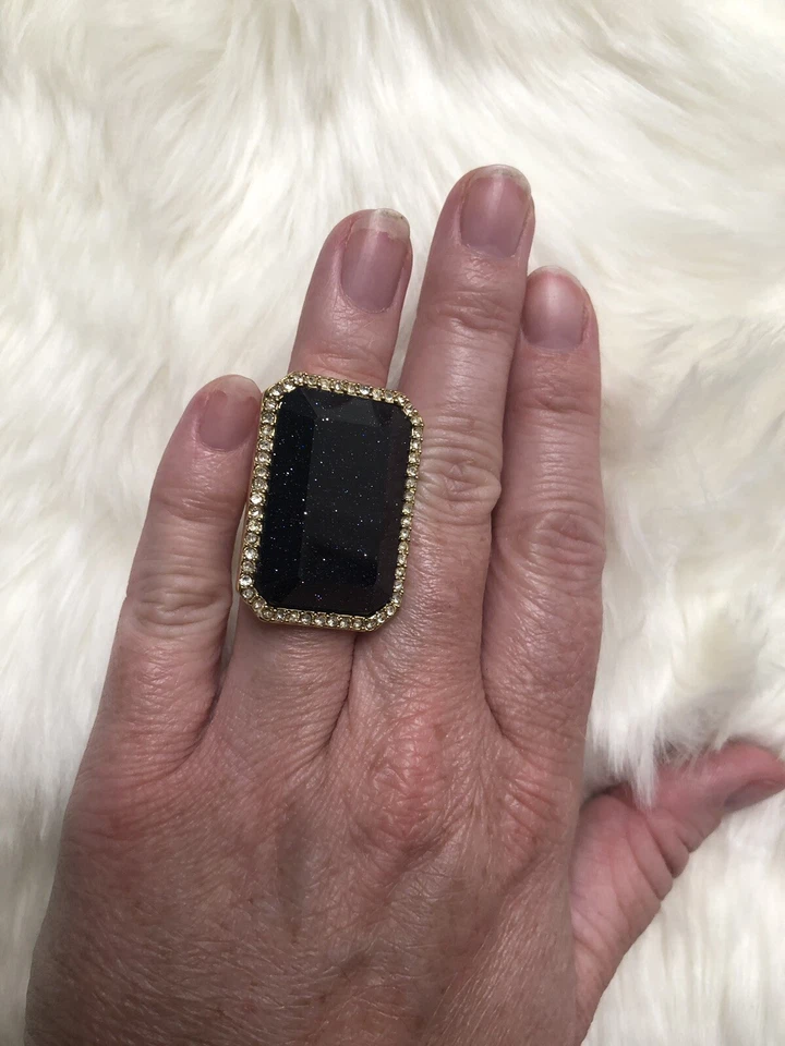 Anillo Kate Spade Cielo Nocturno Joyas Talla 5 Arenisca Azul con Oro! Lindo Foto 2 de 4