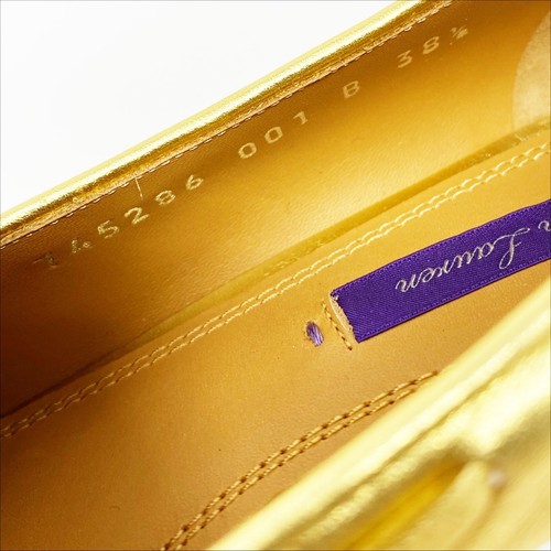 Mocassino con tacchetta oro Ralph Lauren Collection Viola Etichetta Vayden 8,5/38,5 - Foto 10 di 12