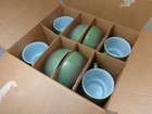 Vtg Hazel Atlas Hazelware 8 Pc Stacker Snack Set in Box Avocado Green Hard 2Find — photo 4