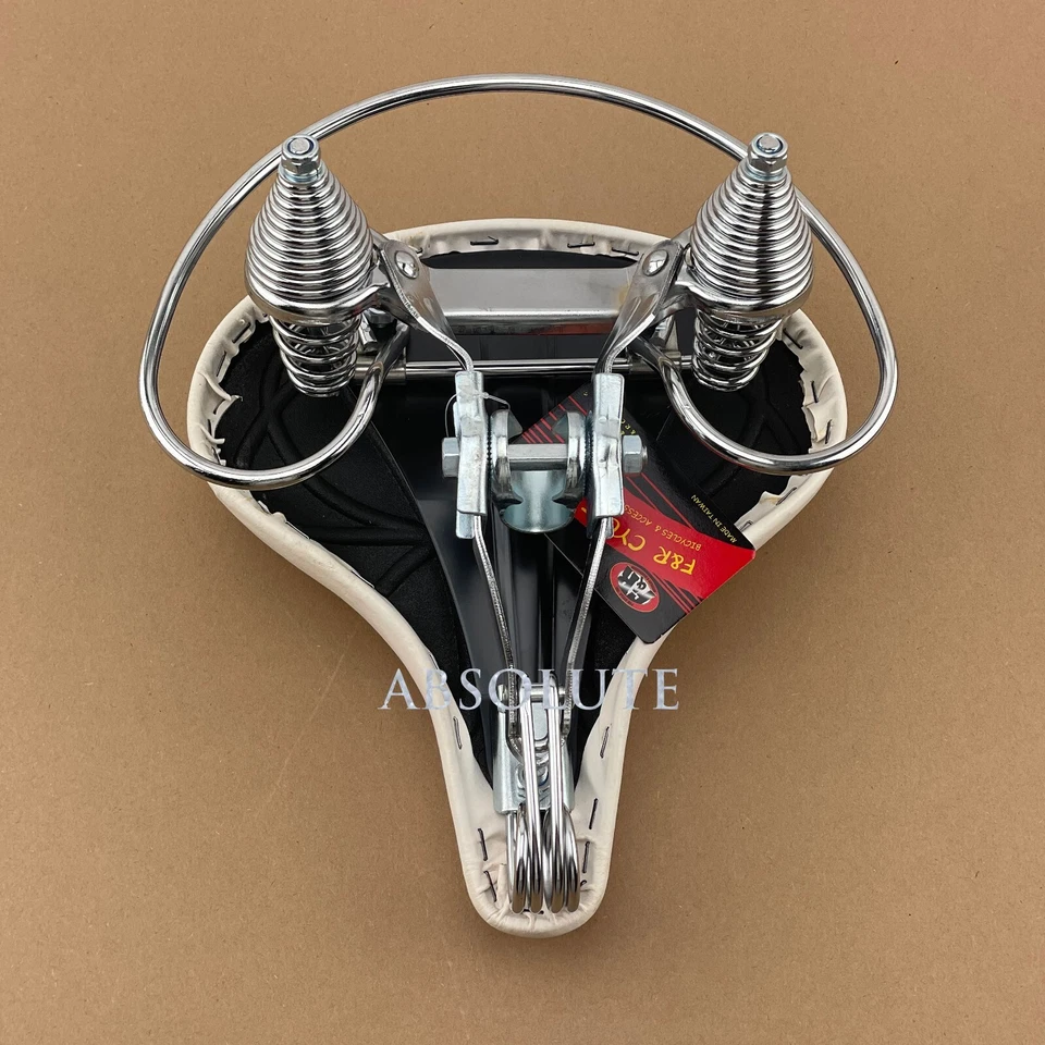 SILLÍN DE BICICLETA CRUISER BLANCO DE LUJO CON RIEL DE CHOQUE ASIENTO DE BICICLETA TANQUE SCHWINN DE COLECCIÓN Foto 3 de 3