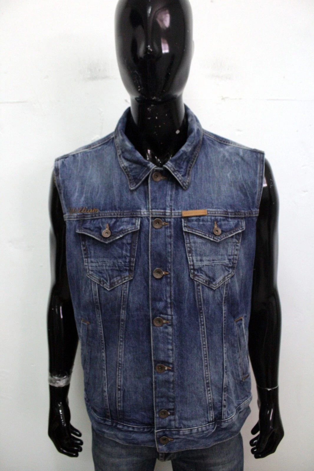 Guess Men Sleeveless Size M Denim Jacket Lightweight Coat