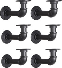 Industrial L Pipe Shelf Brackets for 6-12 in Depth Wood,Heavy-Duty 3/4" Iron,Wal