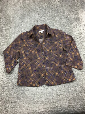 Christopher & Banks Button Up Jacket Womens Size Medium Brown Purple