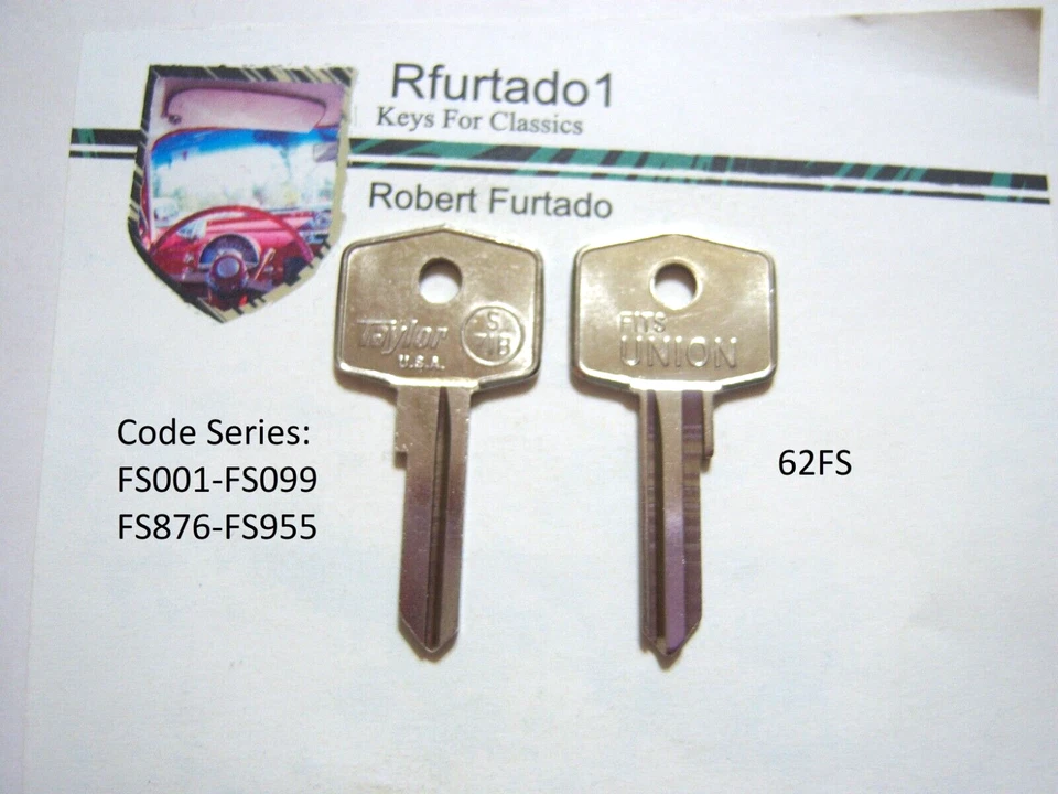 Llave en blanco para Volvo 1800 142 144 145 164 puertas/Tronco vintage 1968 a 1972 (62FS) Foto 2 de 4