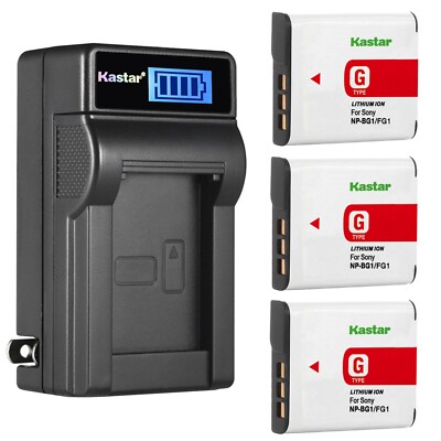 Wall Charger & 3 battery for DSC-H3 H7 H9 H10 H20 H50 H55 H70 H90 HX5 HX5V