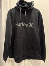 MENS HURLEY SURF CLUB BRUSHED FLEECE LOGO GRAPHIC BLACK HOODIE L