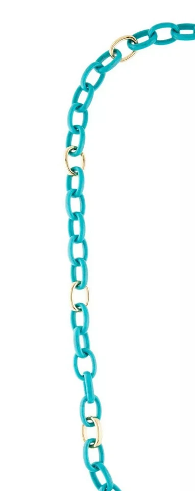 Collar Michael Kors Turquesa Azul Resina Lucita Eslabones Ovalados 40 pulgadas Foto 3 de 4