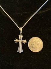 925 Sterling Silver Tiny Cross Pendant with CZ center accent