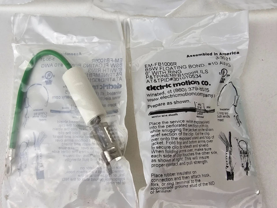 QTY 25 -  FLOATING BOND #10 AWG 6" WITH RING ELECTRIC MOTION EMFB1006R.ILS BSW - Image 2 of 4