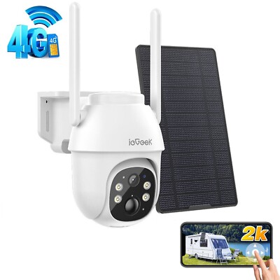 ieGeek Outdoor 4G LTE Solar Security Camera Wireless Battery CCTV System NO WiFi