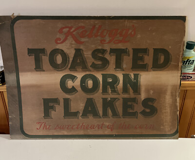 Vintage 1920 s Kellogg's Corn Flakes Cereal Cardboard Sign Sweetheart Of Corn