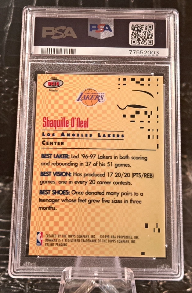 Bowman's Best Cuts Shaquille O'Neal BC10 1997 refractor atómico PSA como nuevo 9 Foto 2 de 2