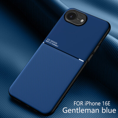 For iPhone 16e, Luxury Anti-Slip Leather Fell Magnetic Soft Rubber Cover Case