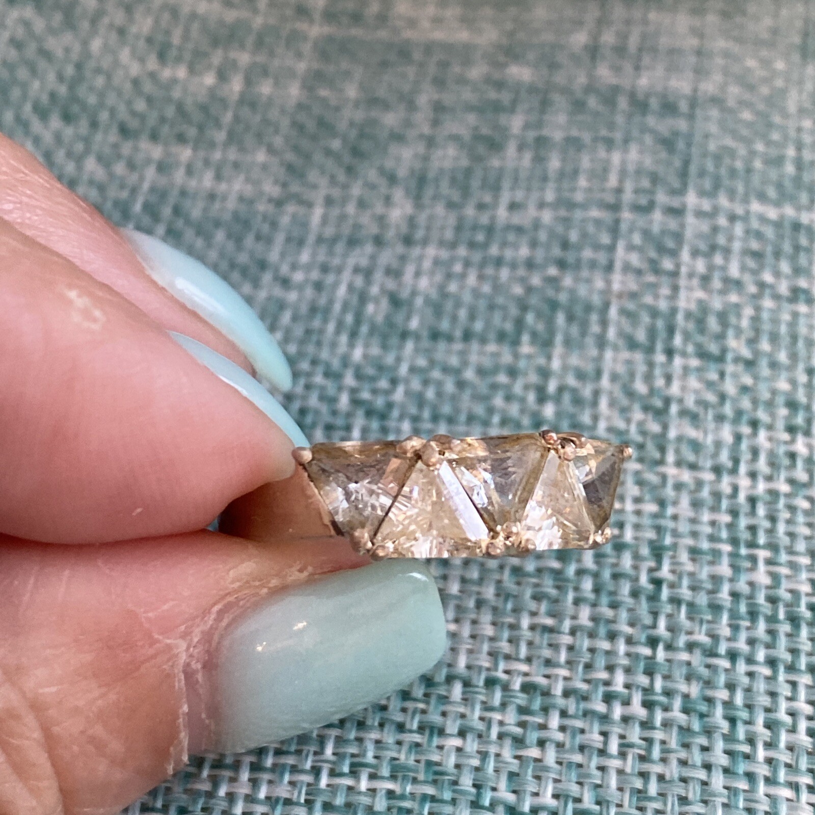 Sterling Silver .925 CZ Triangular Shape Stone Ri… - image 2