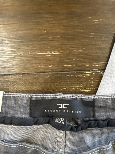 JORDAN CRAIG LEGACY EDITION ROSS JEANS MENS 42x32 GRAY DISTRESSED RIBBED STRIPED - Picture 5 of 6