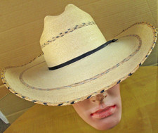 Double S Laredo Straw Western Cowboy Hat Wide Brim Size 6 3/4-54