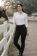 Equestrian Riding Leggings Black Pull-On Breeches Old Money Chic Women’s M