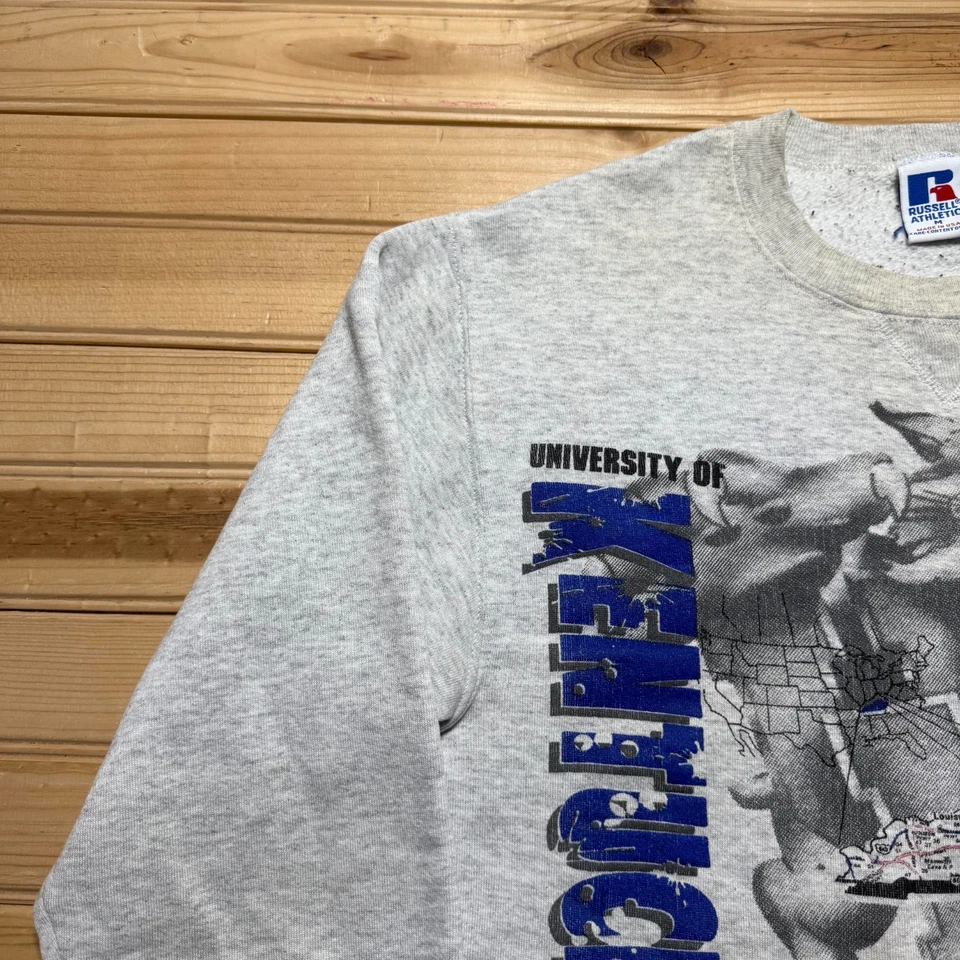 Sudadera Pullover Mediana Vintage Años 90 Universidad de Kentucky Wildcats Cuello Redondo Foto 3 de 4