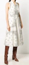 $498 Euc TORY BURCH PRINTED POPLIN WRAP MIDI DRESS IN IVORY/AMERICANA BANDANA  4
