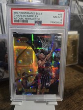 🔥 Charles Barkley Atomic Refractor 1997-98 Bowman's Best #65 PSA 8 NM-MT P.OBH