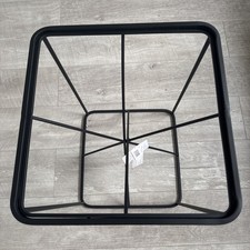 Black Square Side Table with Metal Legs Glass Top Modern Living Room End Table