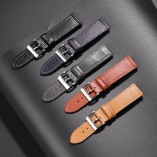 Calf Genuine Leather Thin and Soft Watch Band Stainless Steel Buckle Watch Band