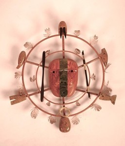 Northwest Coast Inuit Mask By LMS Late 20th Century 2.375" H x 12.875" x 13.5"