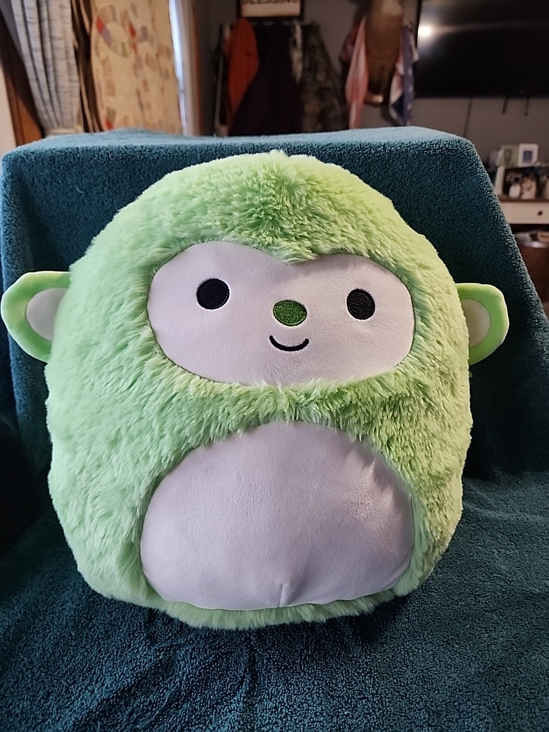 Squishmallows Fuzzamallows Mills the Monkey Green Fuzzy 12