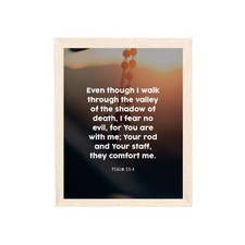 Psalm 23:4 Bible Verse Wall Art   Inspirational Christian Scripture Poster Print
