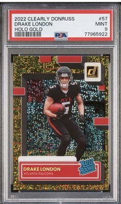 2022 Donruss Clearly Drake London /5 RC PSA 9 5/5 Bookend #57 Gold HOLO