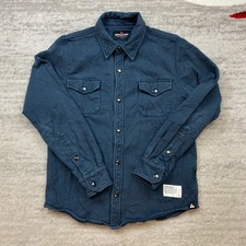 American Giant Redwood Fleece Overshirt Jacket Small Blue Snap Shacket Lined Men
