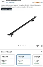 Modern 5ft Matte Black Aluminum Stair Handrail Kit – New in Box