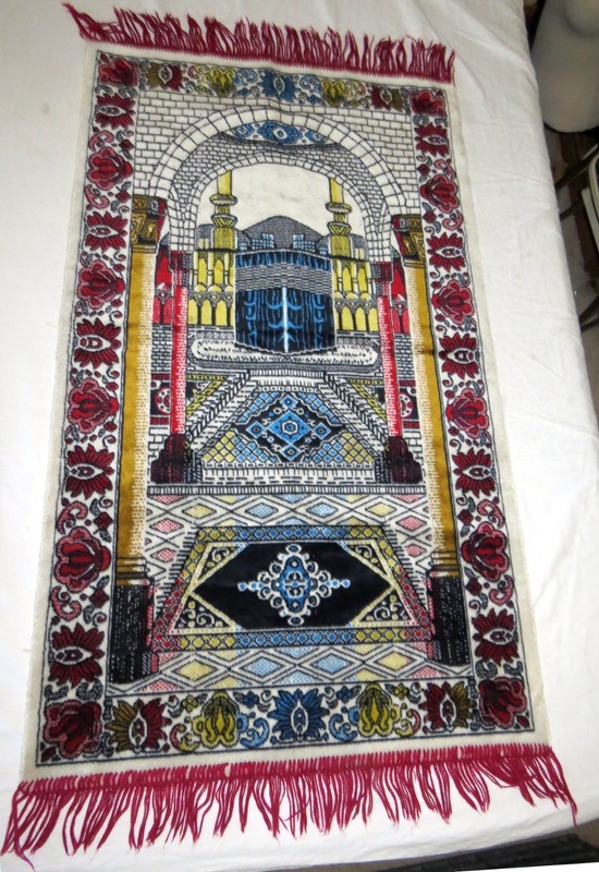 Islam Mecca Mosque Design Fringed Prayer Rug