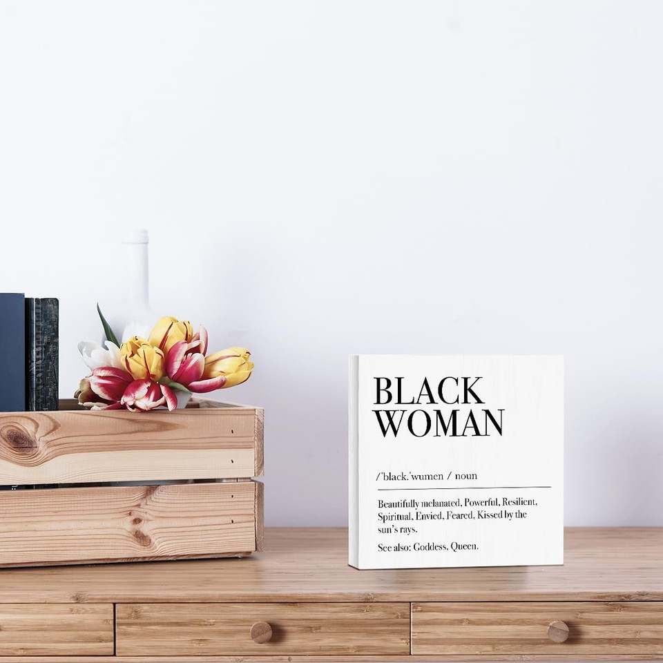 Black Woman Definition Decorative Wooden Box Sign Positive Affirmations ...