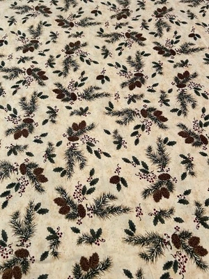 MODA FABRICS Cardinal Season by Holly Taylor Moda Holiday Pinecones Leaves Fabric BTY Sewing