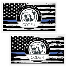 Thin Blue line Sticker Code 4, American Flag Thin Blue Line Car Decal, Police...