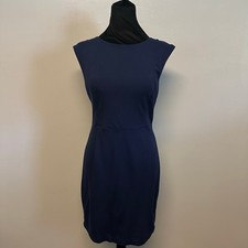 EXPRESS Navy Blue Mini Dress Boat Neck Womens Size 4 Formal Date Night Full Zip