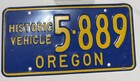 Vintage OR Historic Vehicle License Plate Oregon HTF Rare Lic Blue Yellow 5889 — photo 3