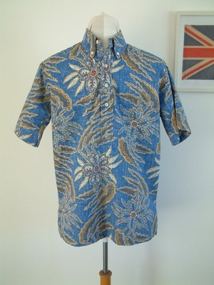 1970er REYN SPOONER HAWAIIHEMD..KLEIN..MADE IN HAWAII..PULLOVER STIL..ALOHA