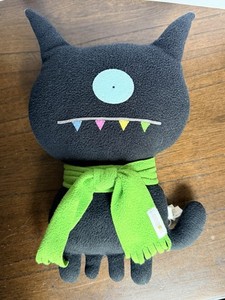Ugly Doll 13" Black Ugly Dog Green Scarf Plush Stuffed Animal 2004