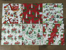 Vintage Dennison Christmas Wrapping Paper Lot NWT 6 Square Packs 40's 50's? WOW!