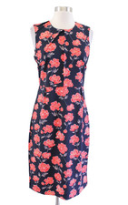 Banana Republic Navy Blue Red Floral Print Sheath Dress Size 6 Career Office