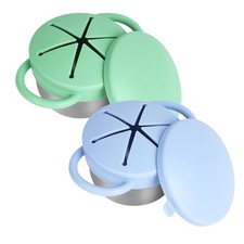 Paquete de 2 tazas de bocadillos para niños pequeños a prueba de derrames - acero inoxidable desmontable2653