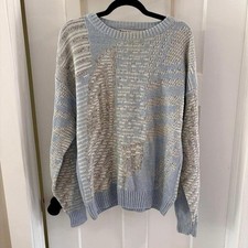Vintage Saturdays Abstract Pattern Thick Knit Sweater Light Blue Men's Large