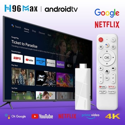 H96Max 4K Ultra HD Mediaplayer 2/16 GB Andriod 14 Smart TV Stick, BT5.4, Wifi 6